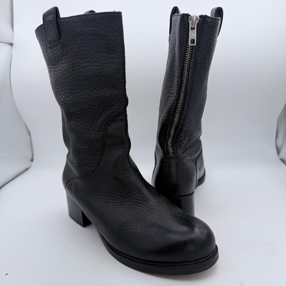 ZADIG & VOLTAIRE women’s black leather back zipper mid length Boots 9/ 40
